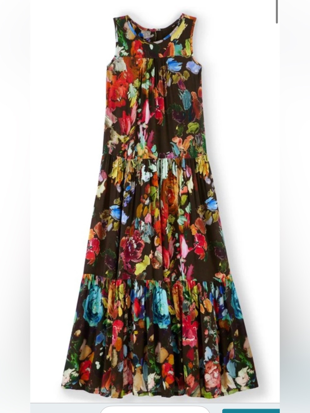 Soft Surroundings Rosalie Maxi Dress Brown Watercolor Floral Size M - Picture 2 of 11